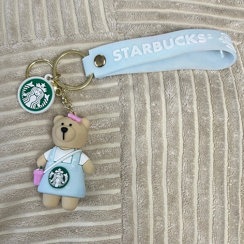 Fashion Only Starbucks Bear Keychain with Light Blue Strap